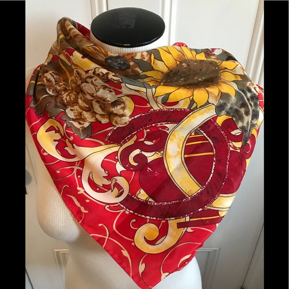 CHANEL Accessories - Authentic Chanel Sunflower Silk Scarf